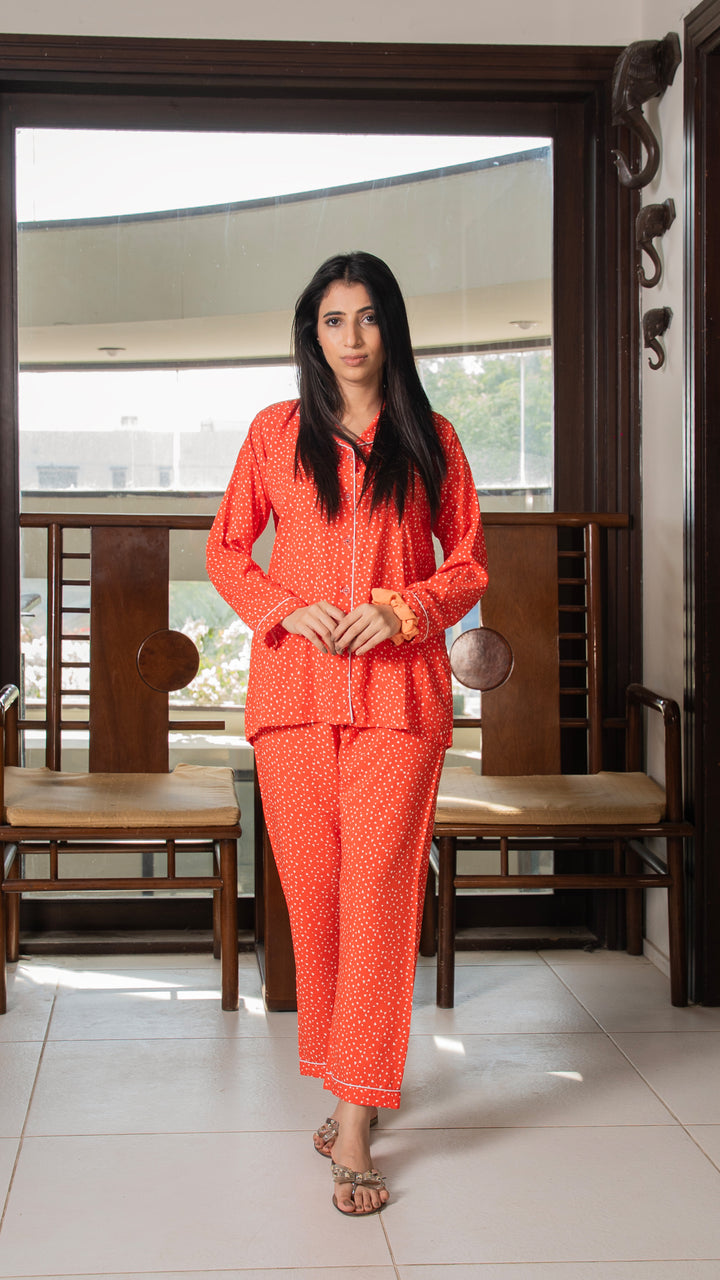 Orange Hearts PJ Set
