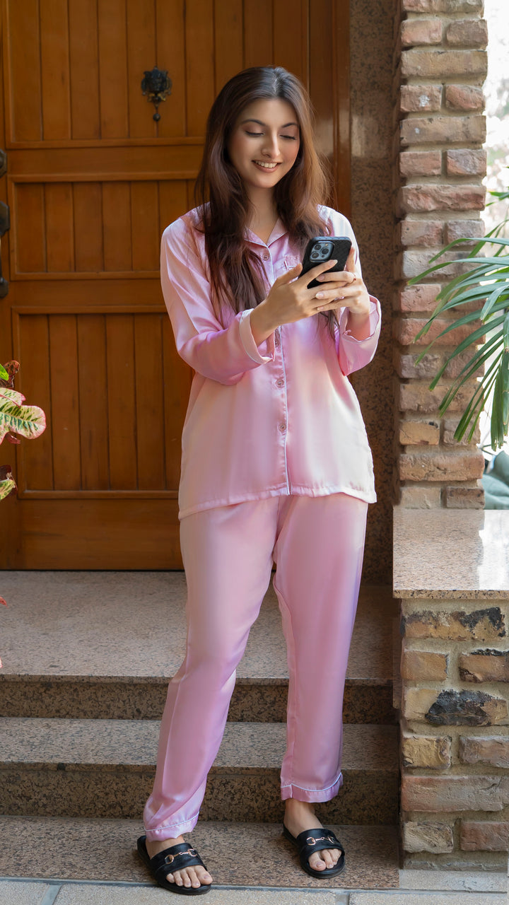 Baby Pink Silk PJ Set