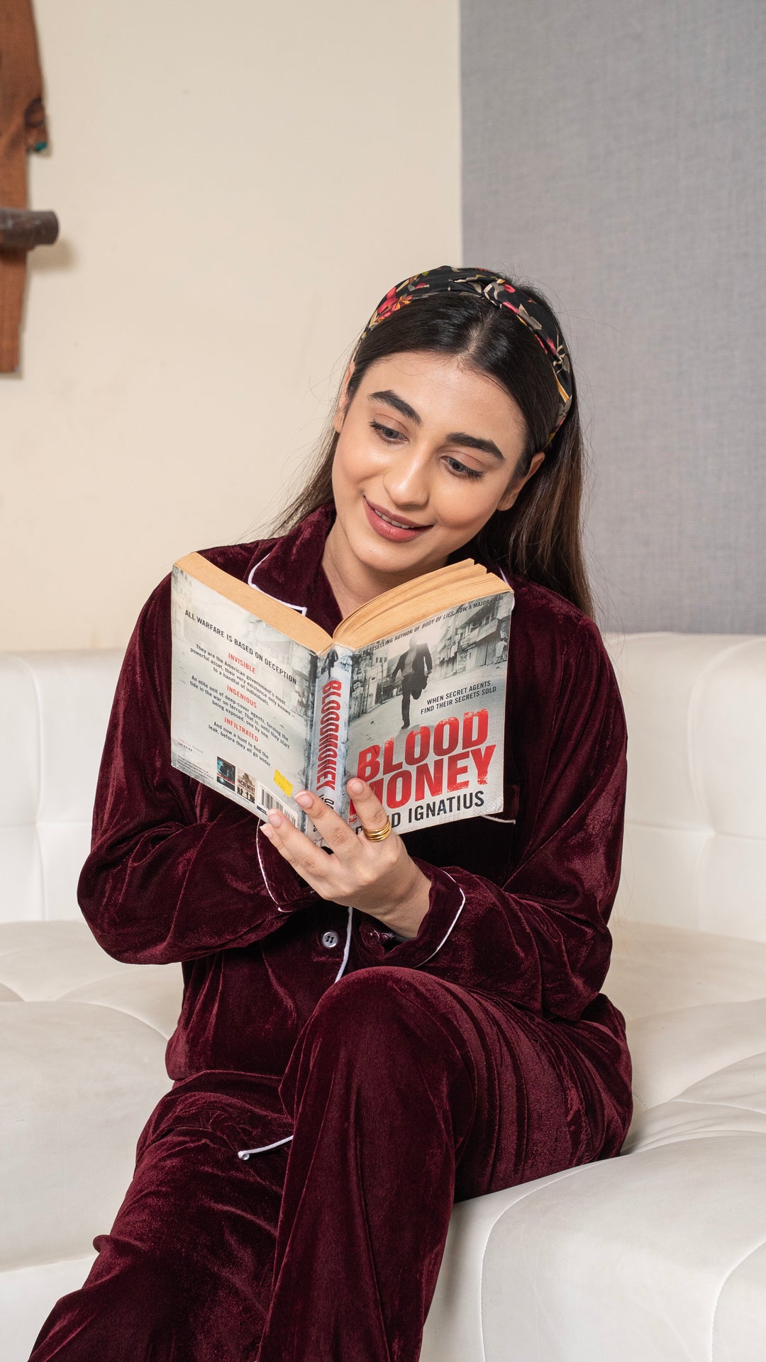 Wine Red Premium Velvet PJ Set
