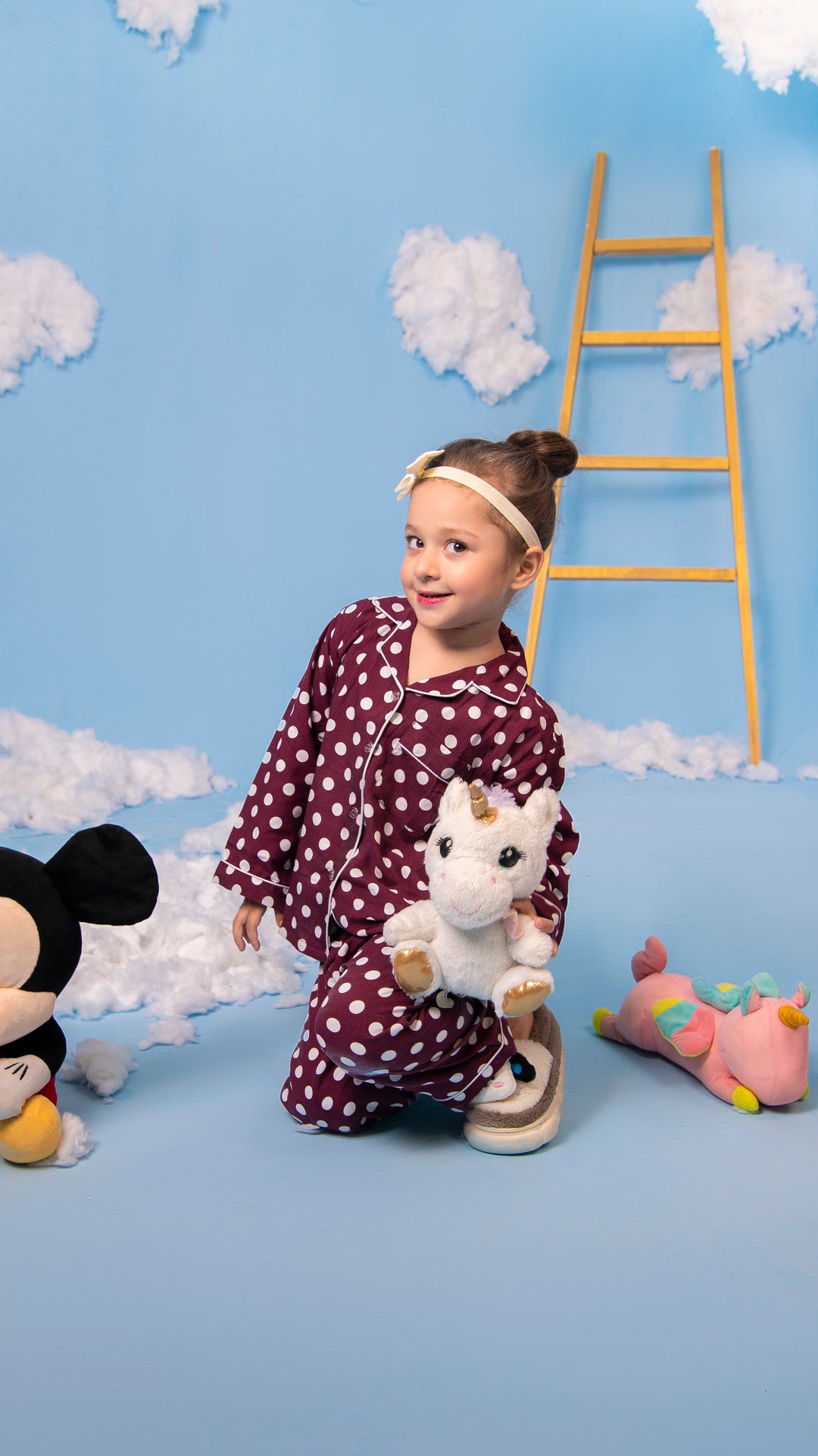 Maroon Polkas Kids PJ Set