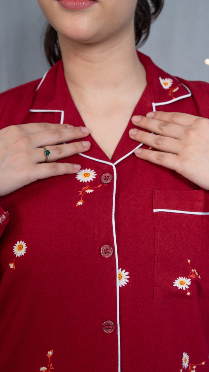 Crimson Daisy PJ Set