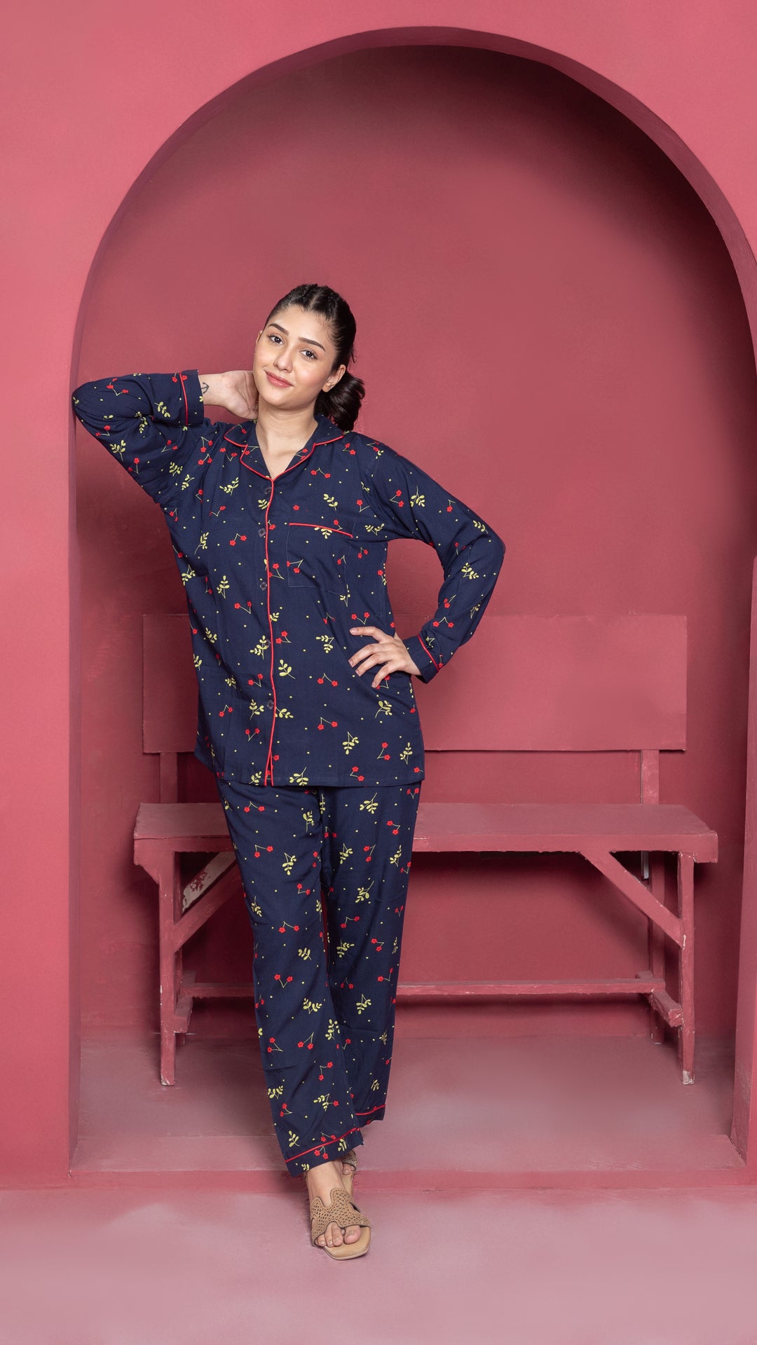 Navy Blossom PJ Set