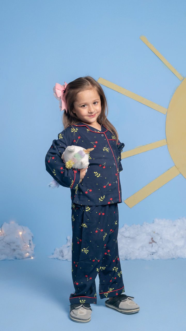 Navy Blossom Kids PJ Set