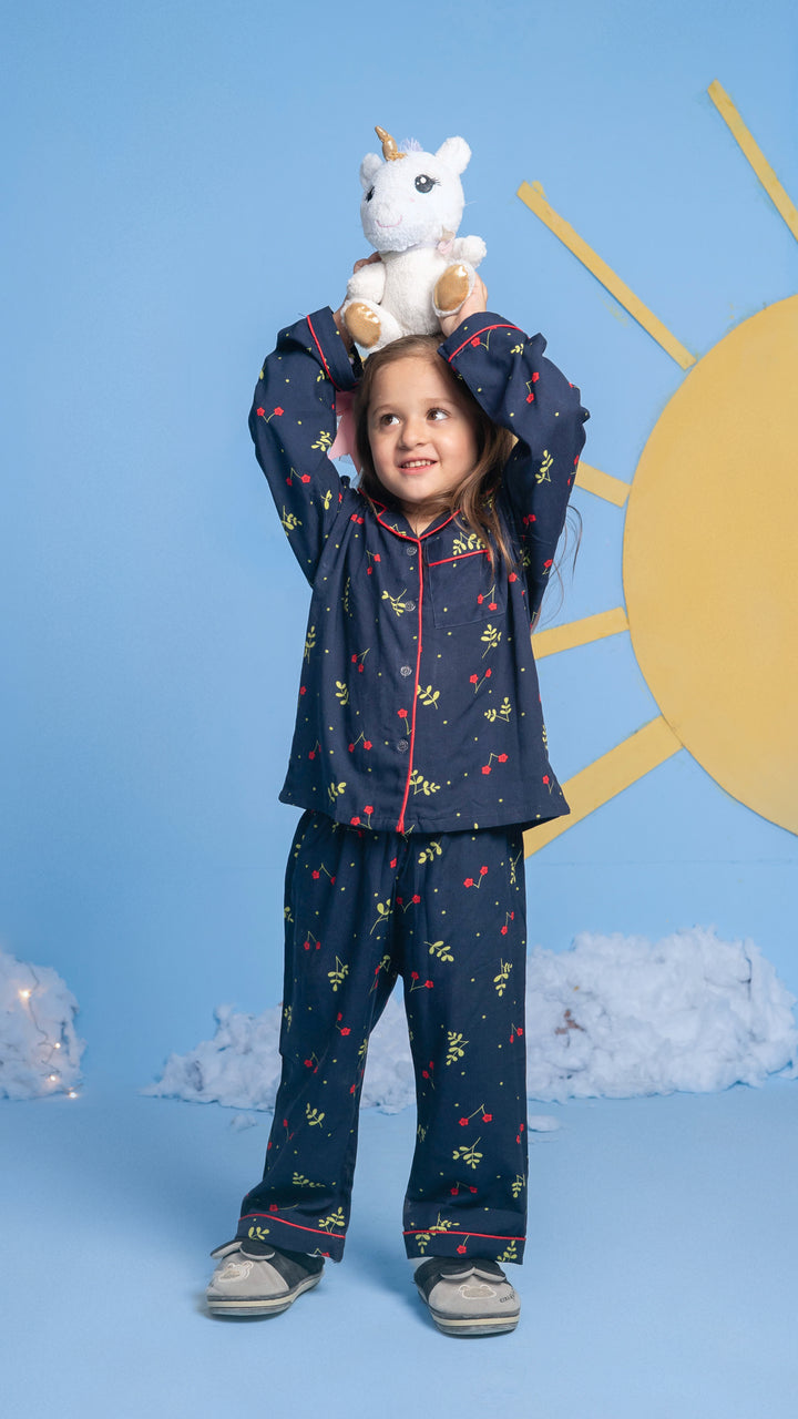 Navy Blossom Kids PJ Set