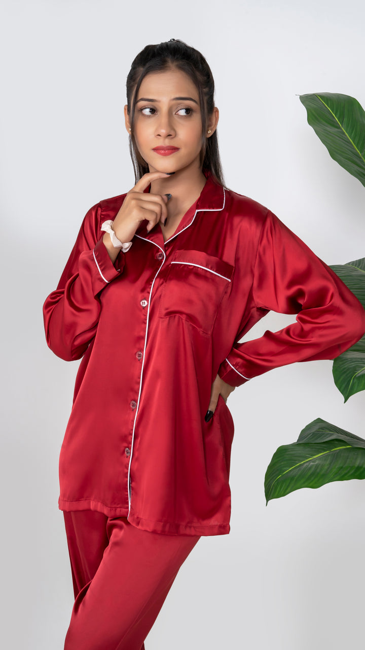 Red Silk PJ Set