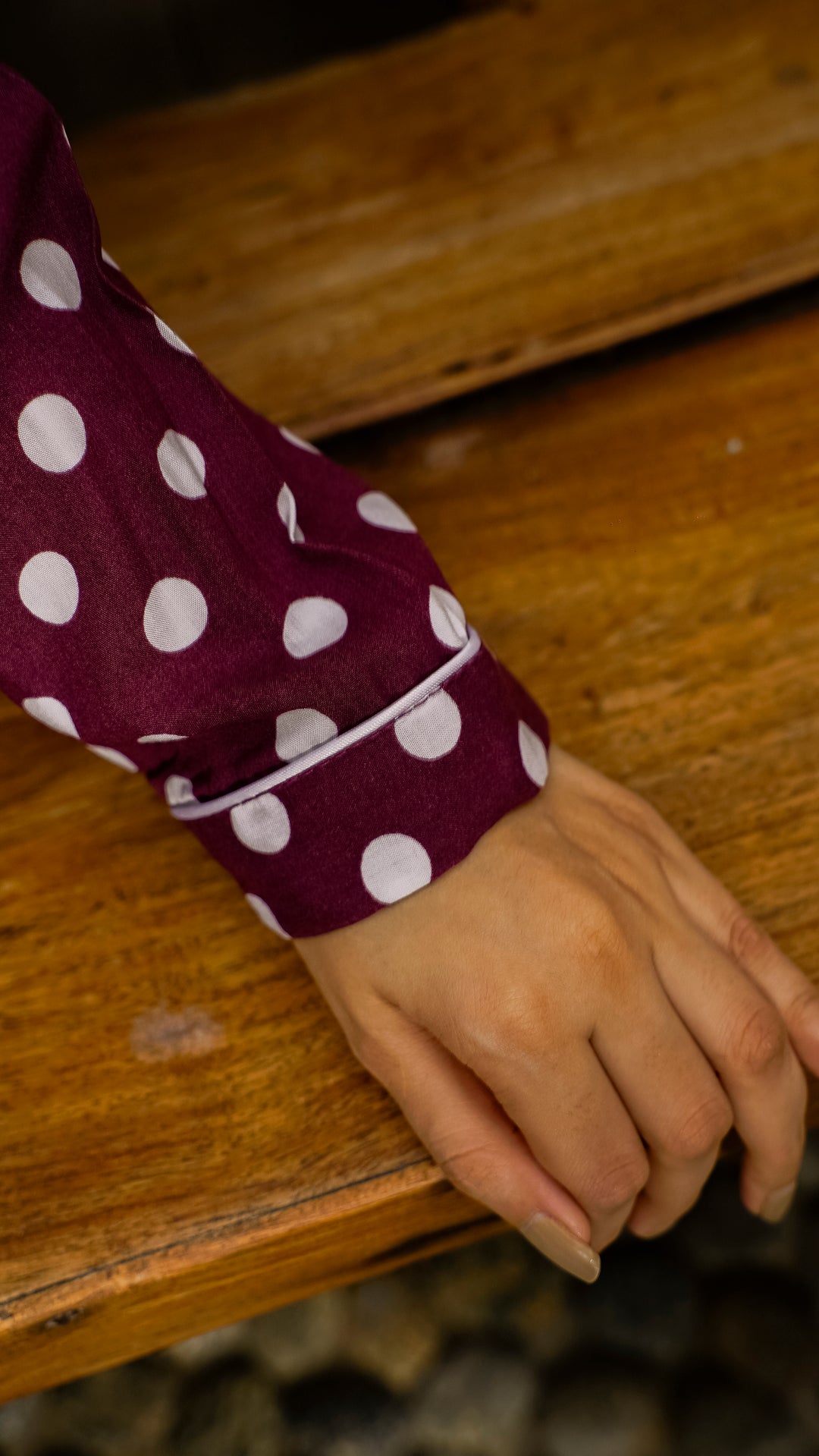 Maroon Polkas PJ Set